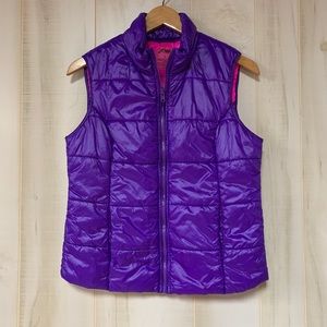 Jenni Purple Puffer Quilted Zip Up Vest L